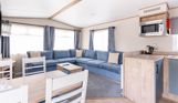 Internal of a caravan open plan living space 