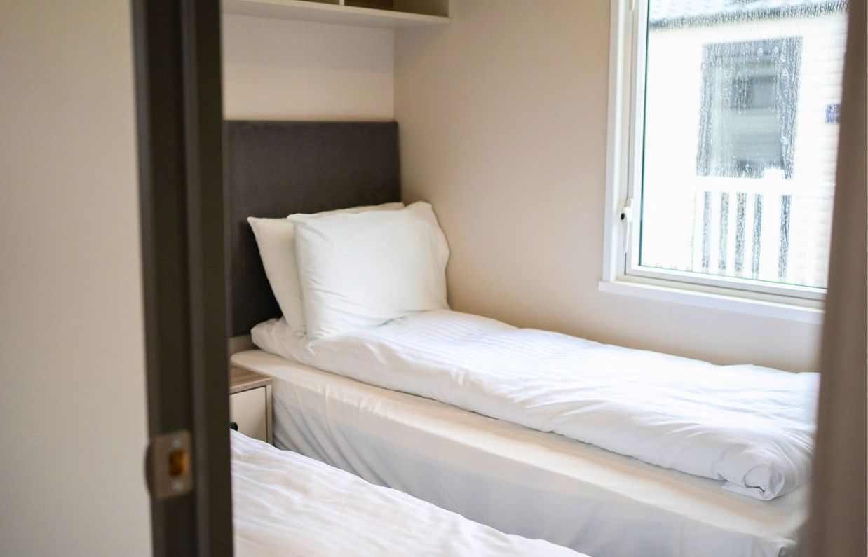 Internal of a caravan twin bedroom