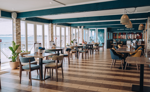 The inside of Drift Bar & Grill seating area