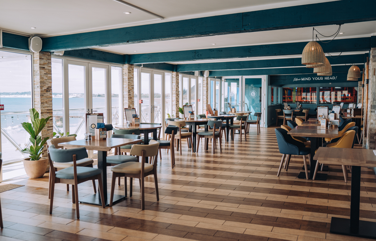 The inside of Drift Bar & Grill seating area