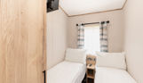 Internal of a caravan twin bedroom