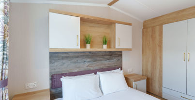 Internal of a caravan double bedroom