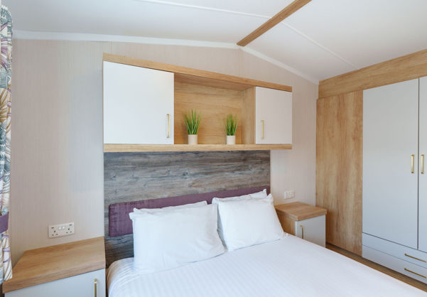 Internal of a caravan double bedroom