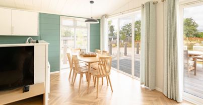 Internal of a luxury lodge open plan dining area