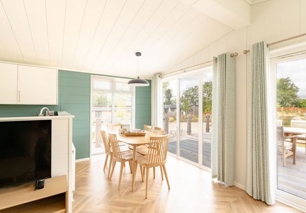 Internal of a luxury lodge open plan dining area