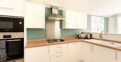 Internal of a luxury lodge open plan kitchen