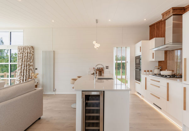 Internal of a luxury lodge open plan kitchen