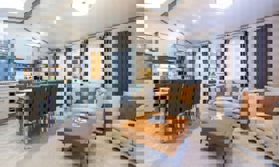 Internal of a Caravan Open Plan Living Area