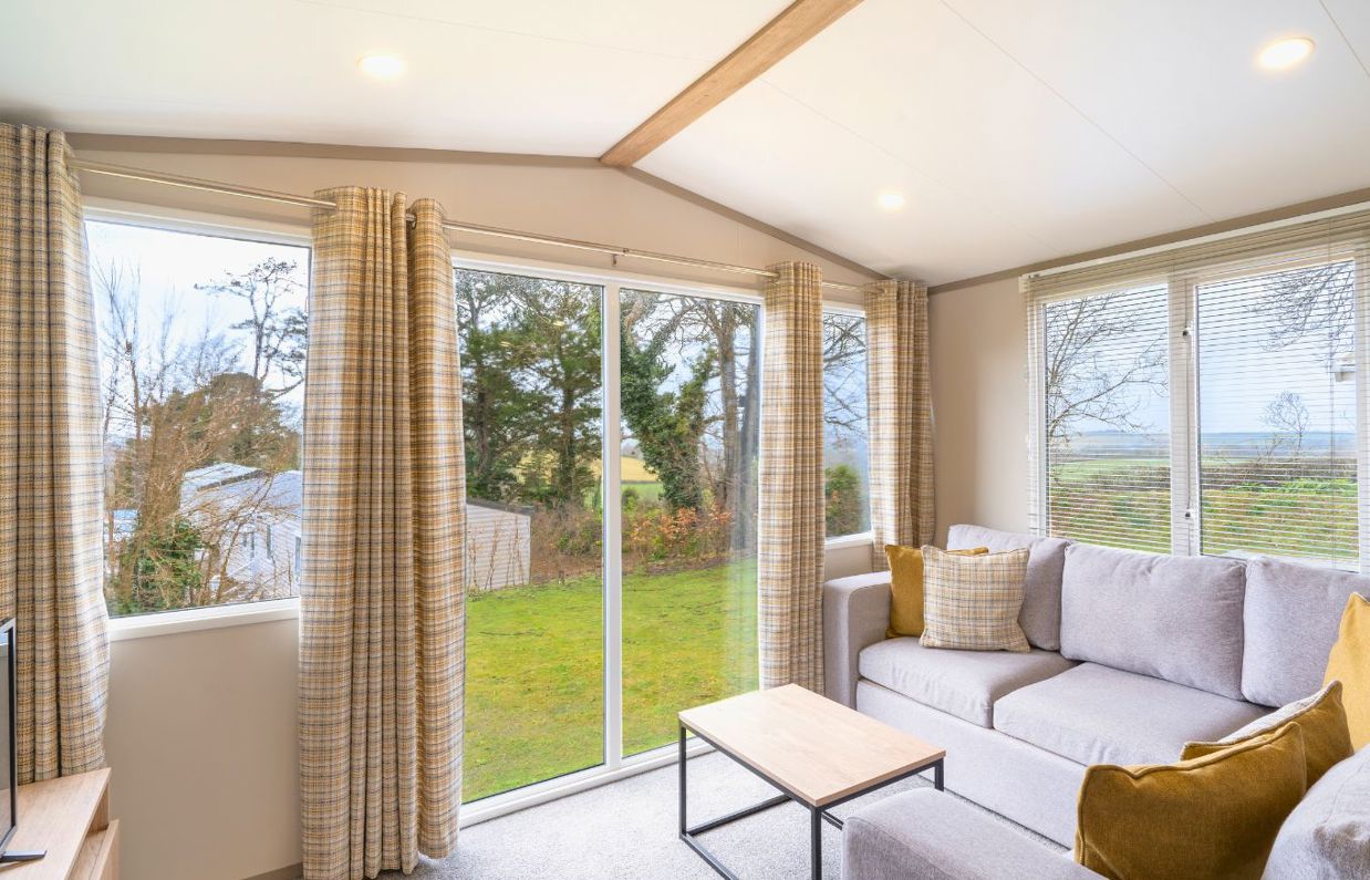 Internal of a caravan open plan lounge