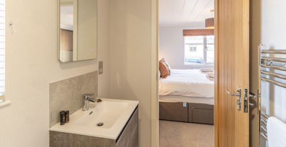 Master bedroom en suite looking back into the bedroom