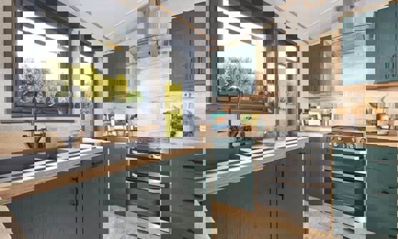 Internal of a caravan kitchen