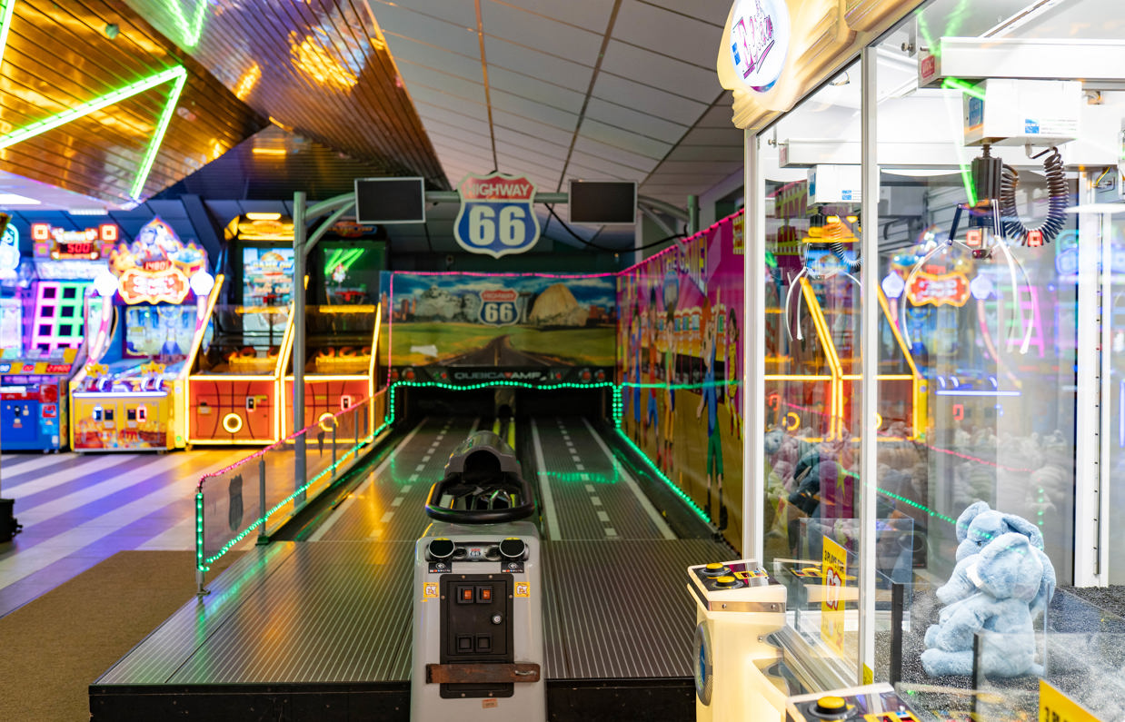 A retro bowling alley inside Southside Arcade