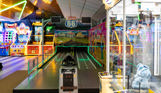 A retro bowling alley inside Southside Arcade