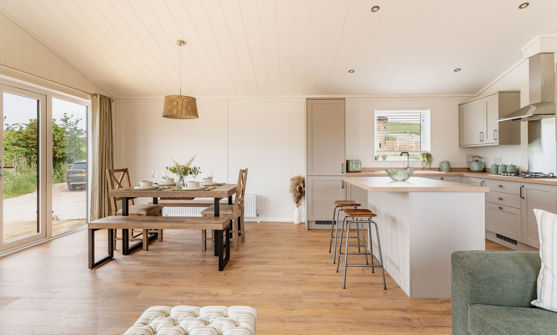 Internal of a luxury lodge open plan living space