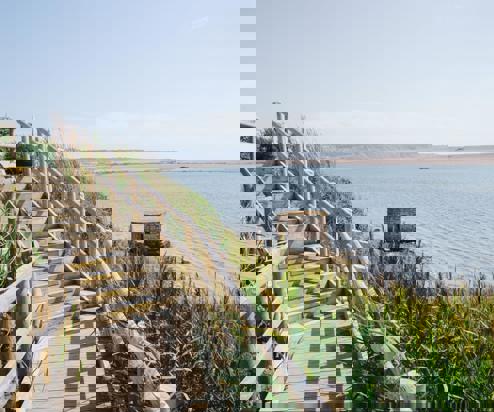 Coast Path along the Fleet Lagoon with Views of Portland and Chesil Beach