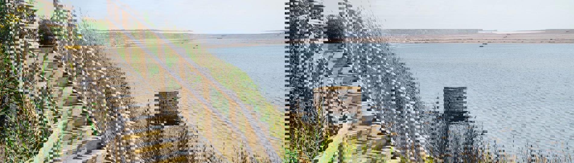 Coast Path along the Fleet Lagoon with Views of Portland and Chesil Beach