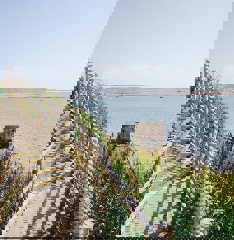 Coast Path along the Fleet Lagoon with Views of Portland and Chesil Beach