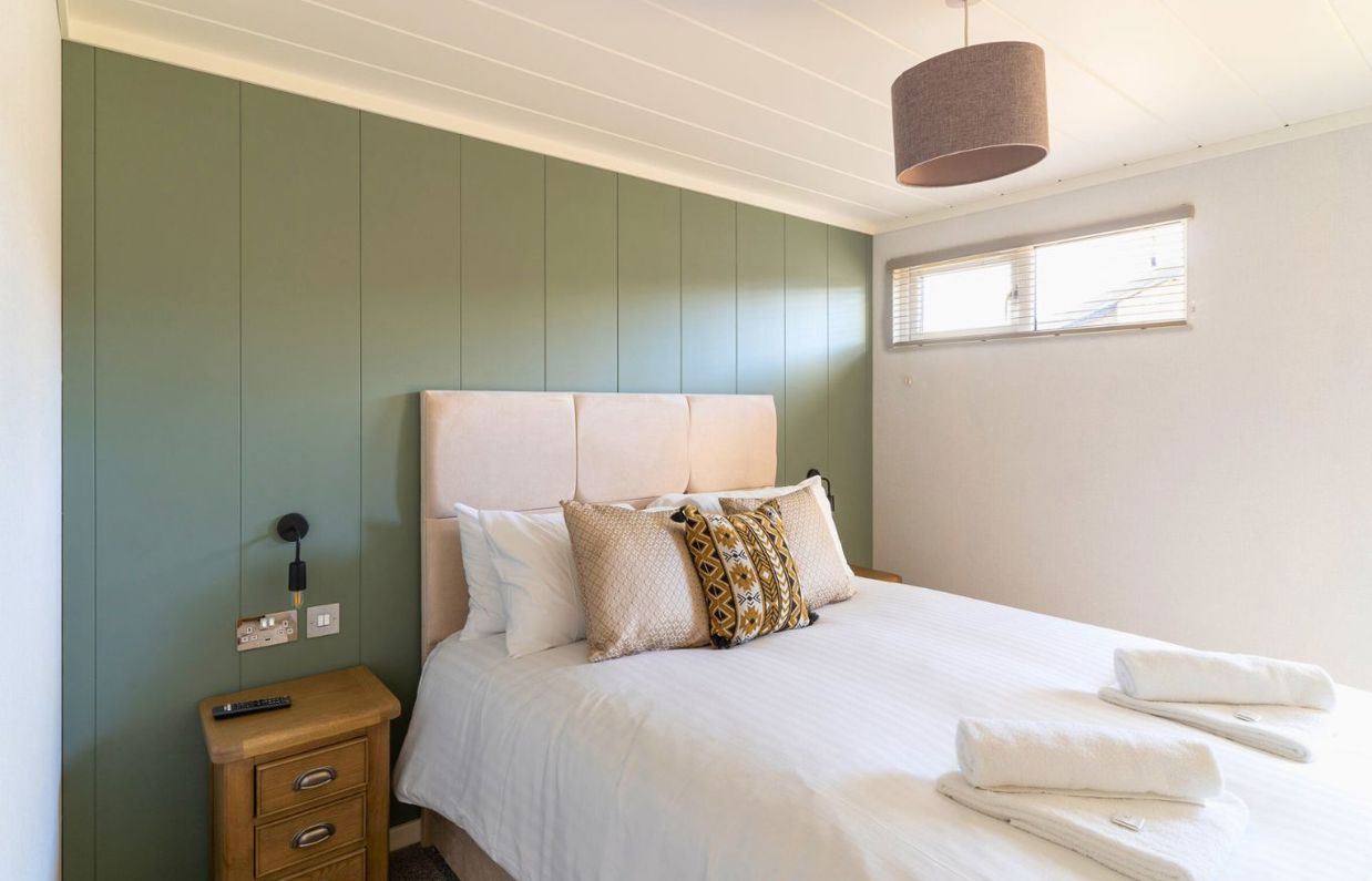 Internal of a luxury lodge double bedroom