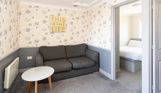 Open plan lounge area in Chesil Beach apartments