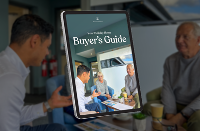 Buyers Guide overlaid on and image of a holiday home 