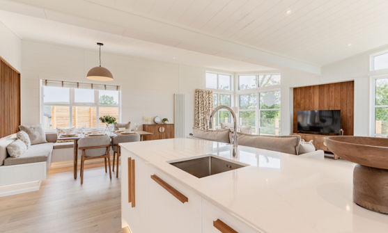 Internal of a luxury lodge open plan living space