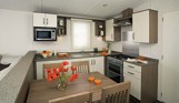 Internal of a caravan open plan kitchen diner