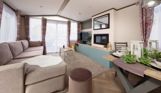 Internal of a caravan open plan living space
