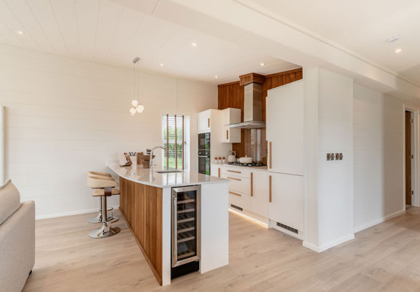 Internal of a luxury lodge open plan kitchen