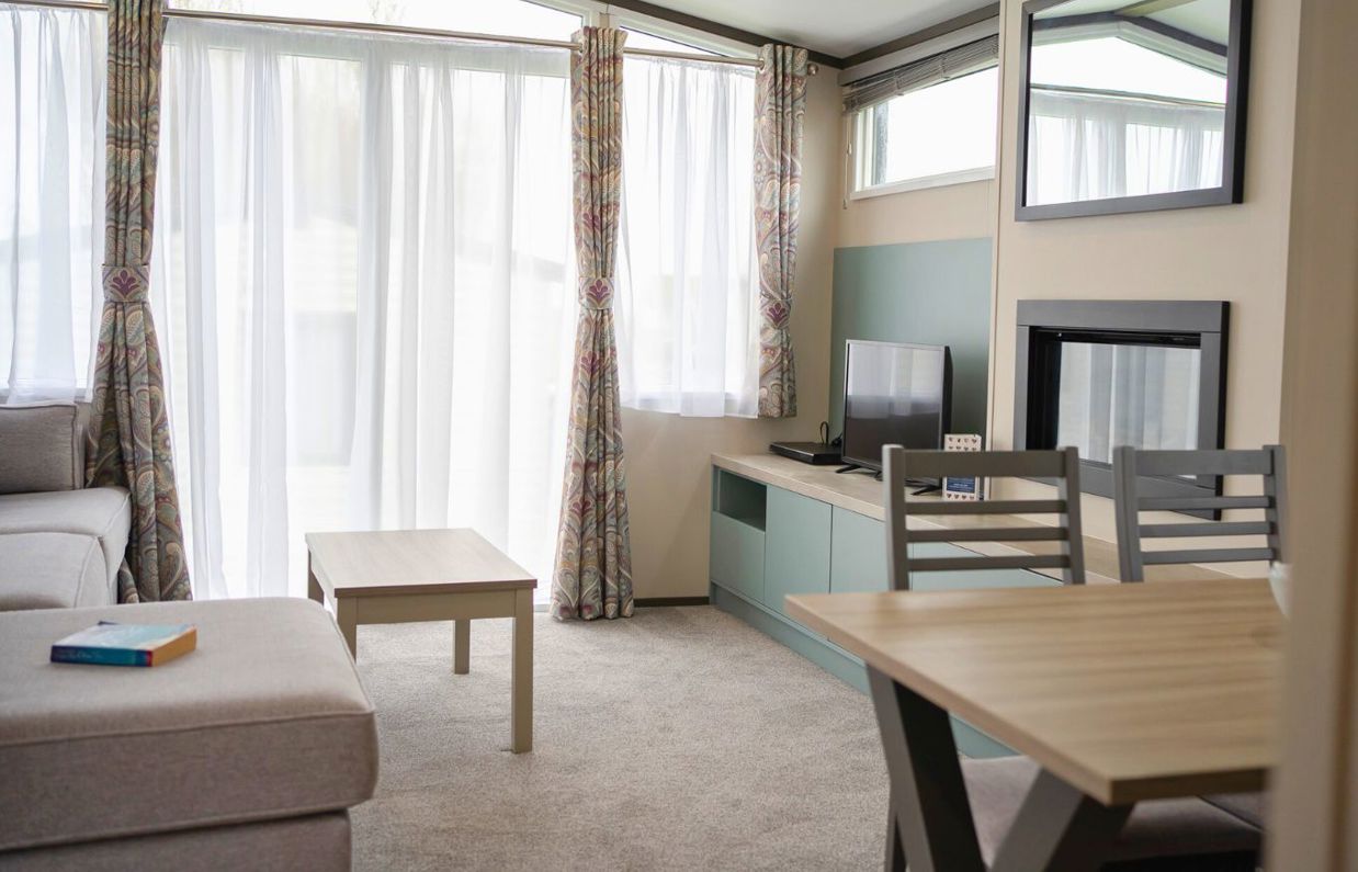 Internal of a caravan open plan lounge