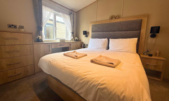 Internal of a caravan double bedroom