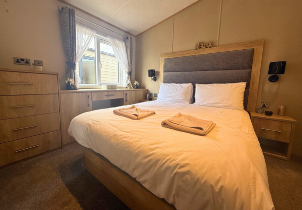 Internal of a caravan double bedroom