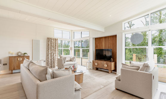 Internal of a luxury lodge open plan lounge