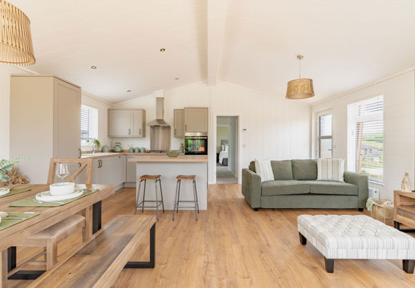 Internal of a luxury lodge open plan living space