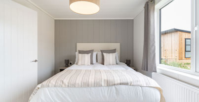 Internal of a luxury lodge master bedroom