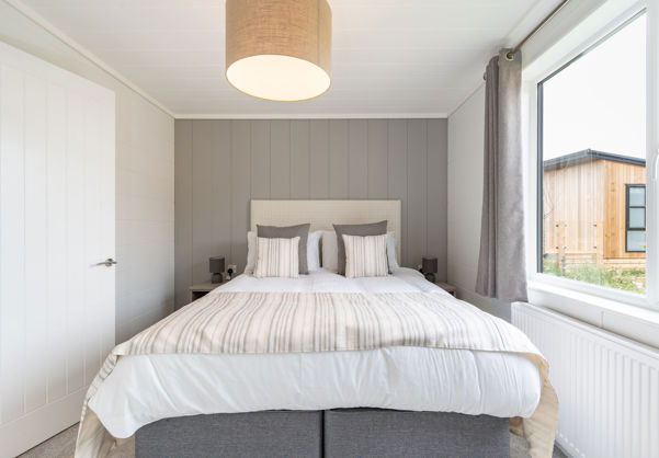Internal of a luxury lodge master bedroom