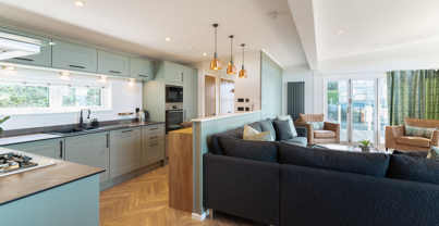 Contemporary open-plan kitchen and lounge