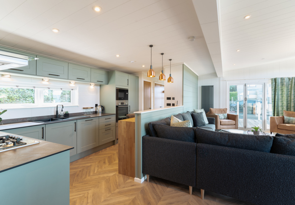 Contemporary open-plan kitchen and lounge