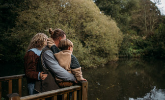 Family exploring fishing lakes at Tregoad