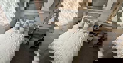 Internal of a caravan master bedroom