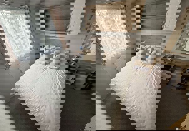 Internal of a caravan master bedroom