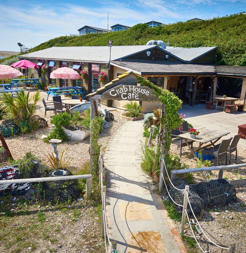 A restaurant by the coast called Crab House Café which specialises in seafood