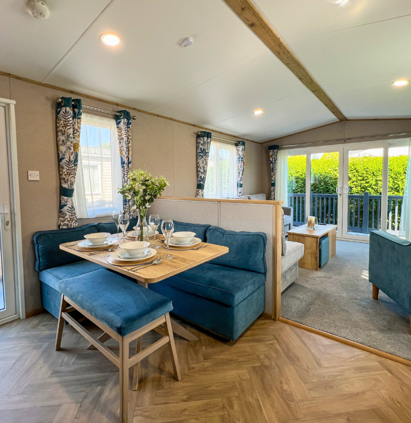 Internal of a caravan open plan living space