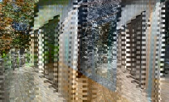 Lodge Decking Surrounded by Trees