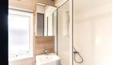Internal of a caravan bathroom with shower