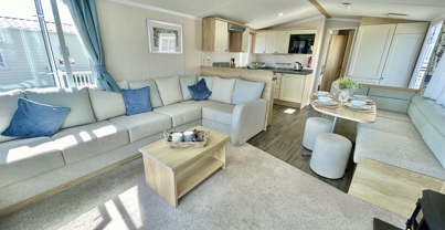 Internal of a caravan open plan living space