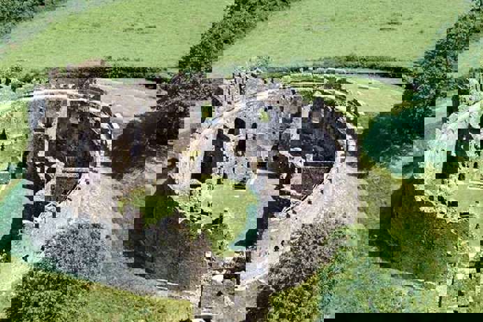 Restormel Castle from Above on a Hill Mound