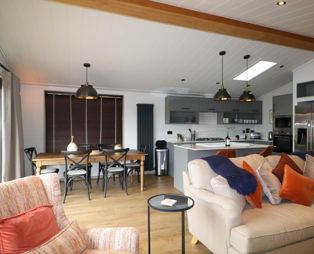 Internal of a luxury lodge open plan living space