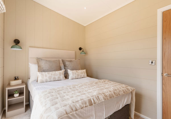 Internal of a luxury lodge double bedroom