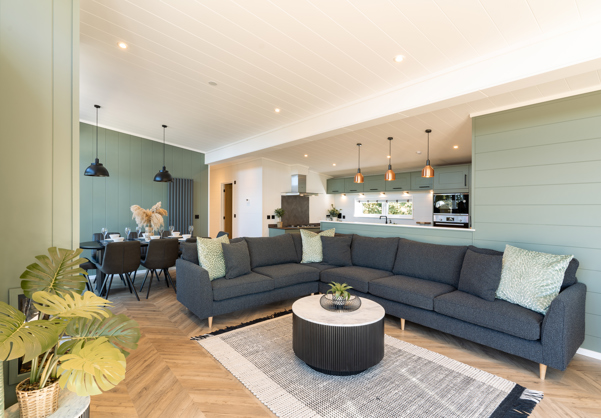 Large L-shaped sofa in open plan living area