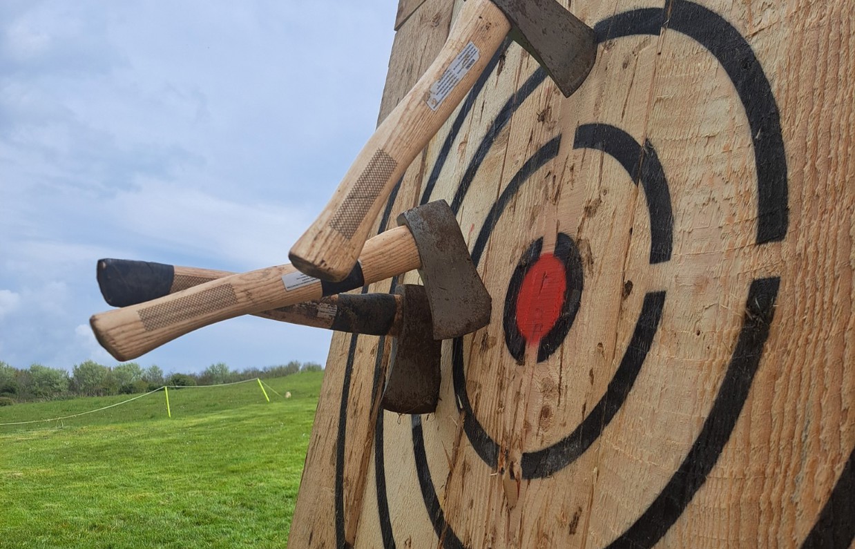 Three axes in a target board in a field